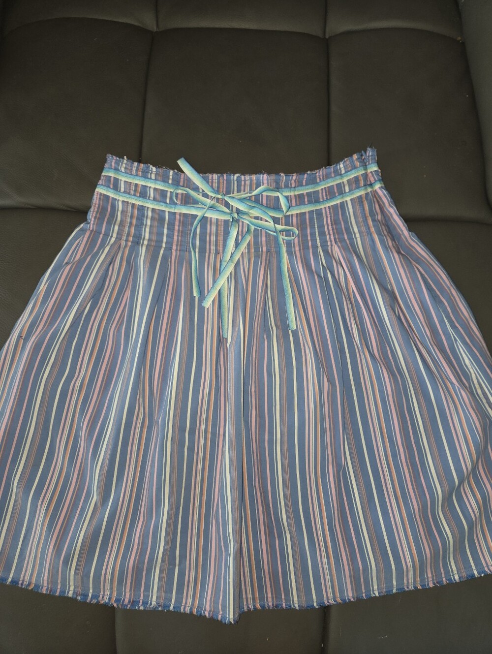 Vintave Y2K Old Navy pastel striped A-line midi skirt w/waist tie size 4